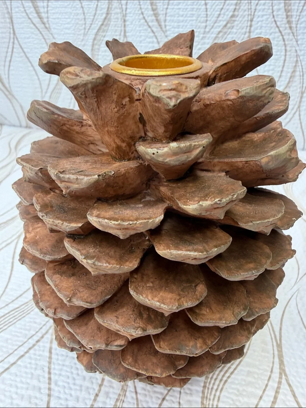 Brown Pinecone Candle Holders - Set of 2